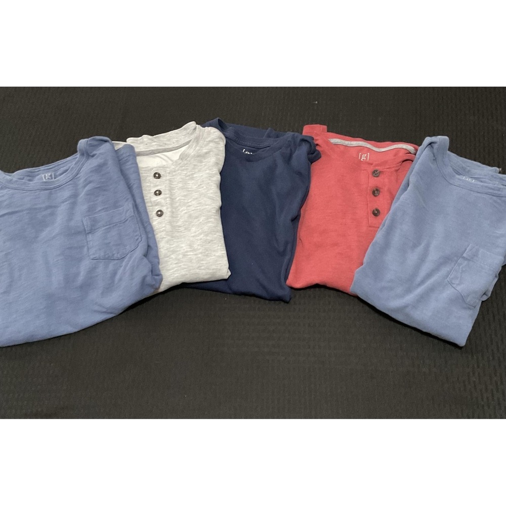 Lot of 5 Solid Shirts Mens Small Multicolor Henley Pocket Tee Set Soft Tagless